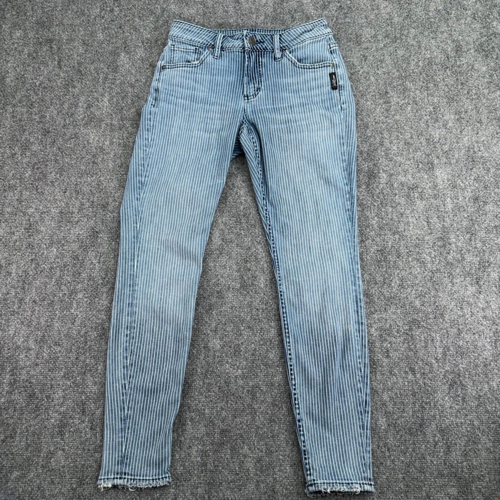 Silver Jeans Womens‎ 26x27 (Fits 27x26) Blue Avery Skinny Stripe Distressed